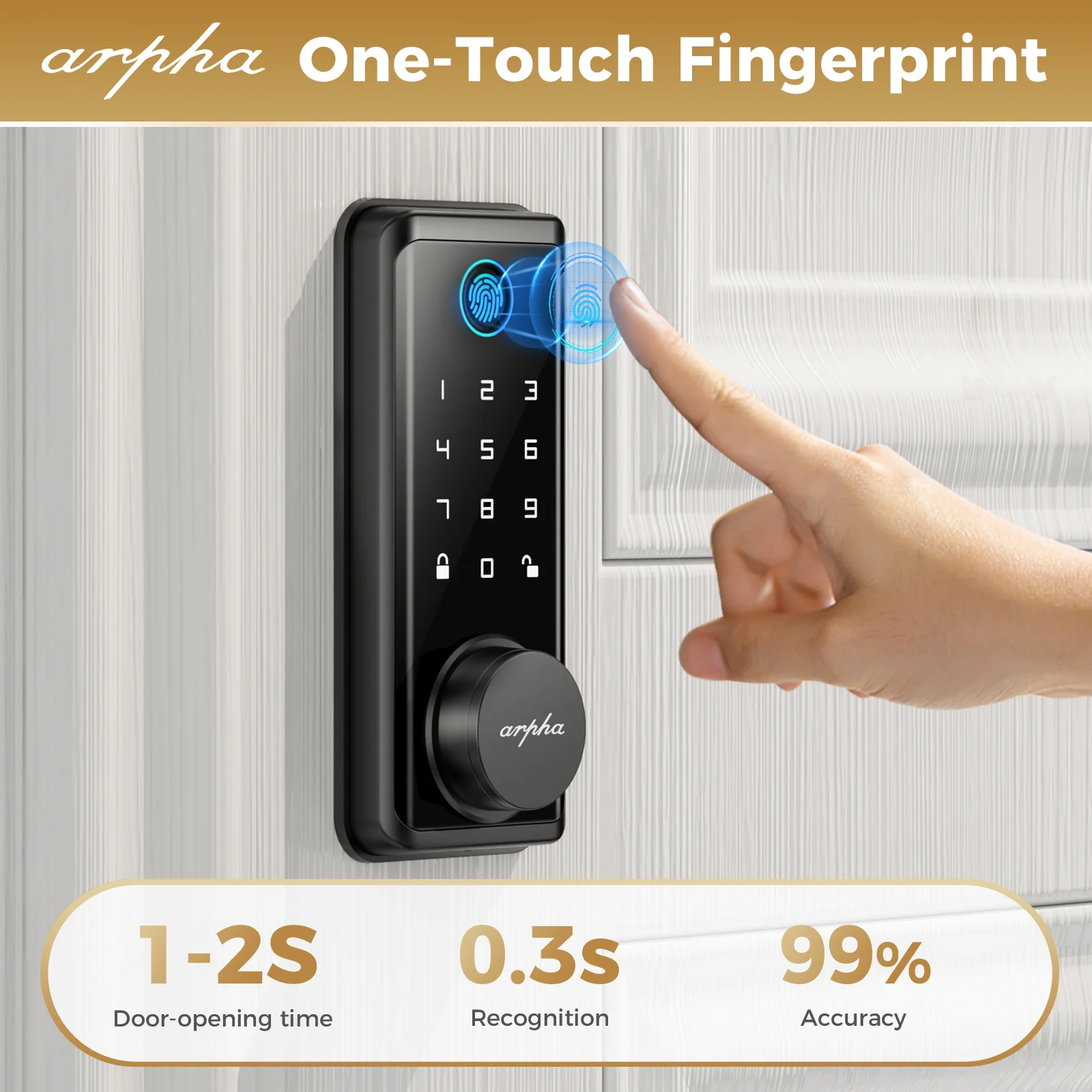 Arpha D601 Electronic Keypad Deadbolt Lock with Fingerprint Unlock APP Control - Image 3