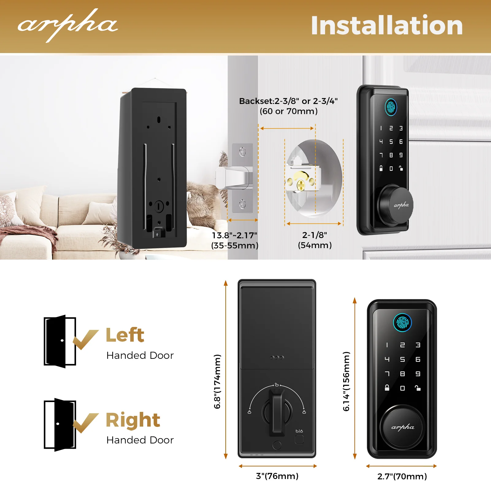 Arpha D601 Electronic Keypad Deadbolt Lock with Fingerprint Unlock APP Control - Image 7