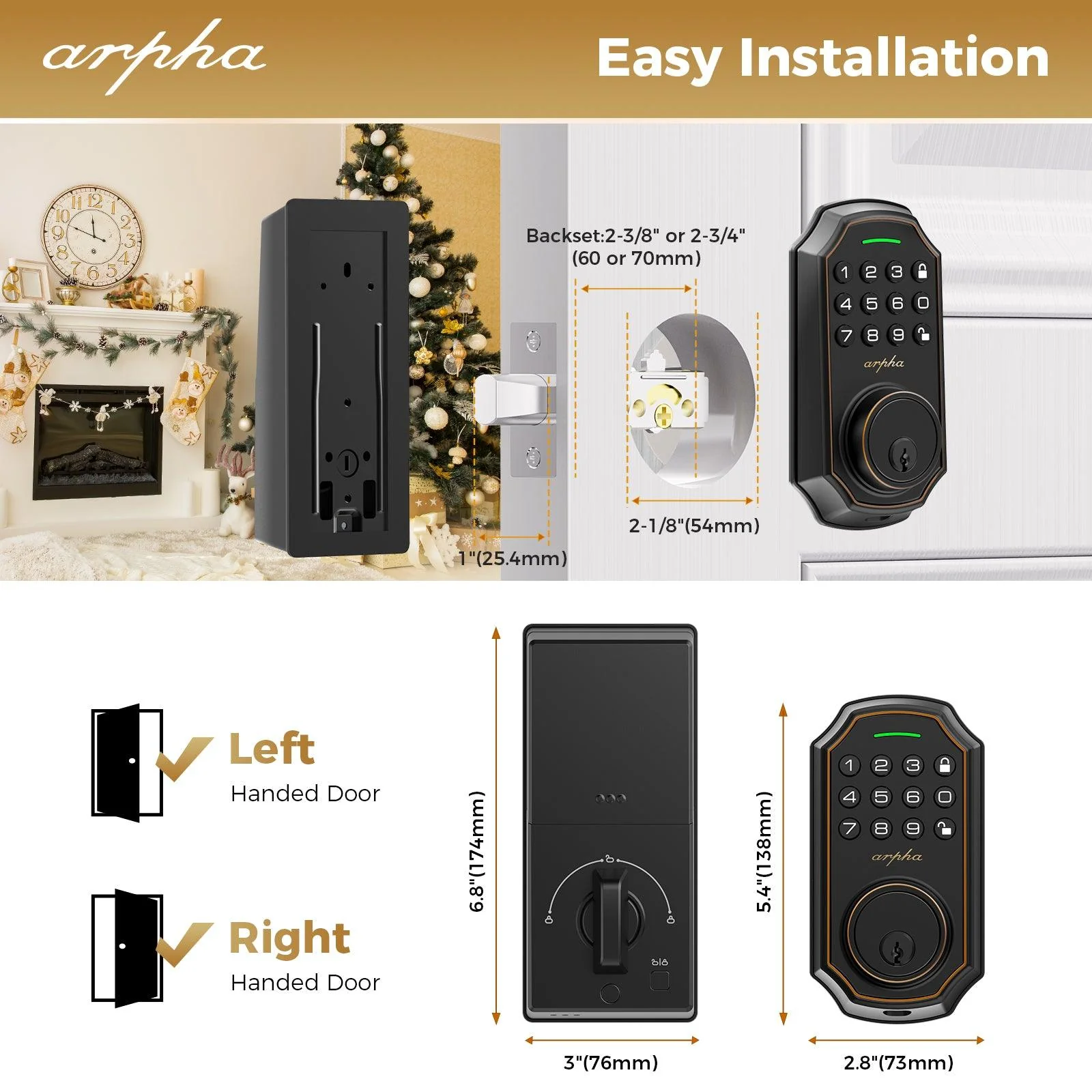Arpha D180 Electronic Keypad Deadbolt Lock Easy to Install - Image 6