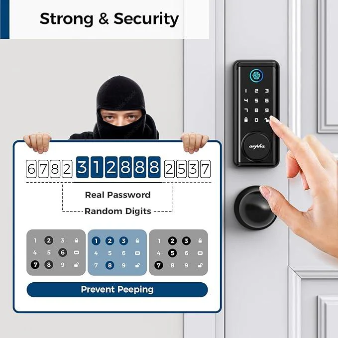 Arpha D601K Electronic Keypad Deadbolt Lock with Handle Set 6-in-1 Fingerprint Door Lock - Image 5
