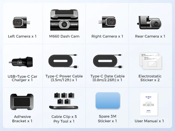 AZDOME M660 4CH Dash Cam 2K with Smart Voice Control 128GB eMMC 24H Parking Mode - Image 12