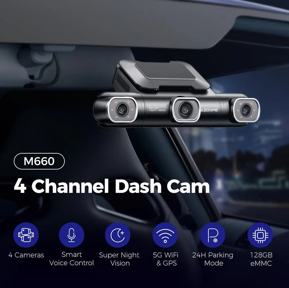 AZDOME M660 4CH Dash Cam 2K with Smart Voice Control 128GB eMMC 24H Parking Mode - Image 3