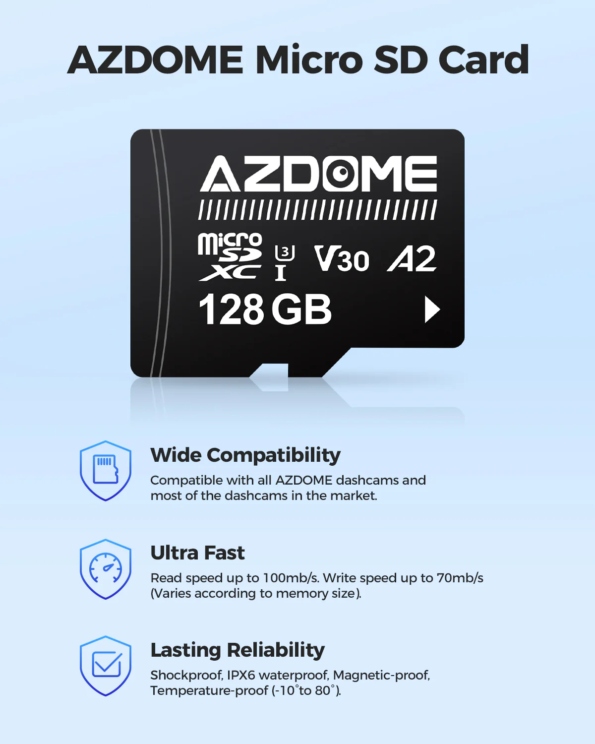 AZDOME Dash Cam 128GB Micro SD Card Memory Card for M550 GS63H Pro M300S M01 Pro PG17 Dash Cam - Image 3