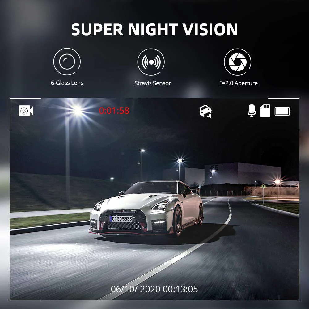 AZDOME M01 Pro 2CH Dash Cam 1080P with ADAS 3" Screen 24H Parking Mode - Image 5