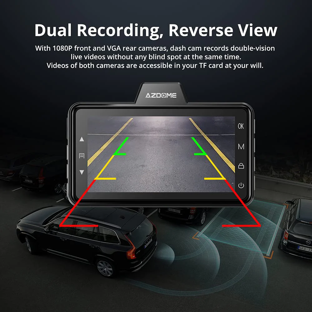 AZDOME M01 Pro 2CH Dash Cam 1080P with ADAS 3" Screen 24H Parking Mode - Image 7