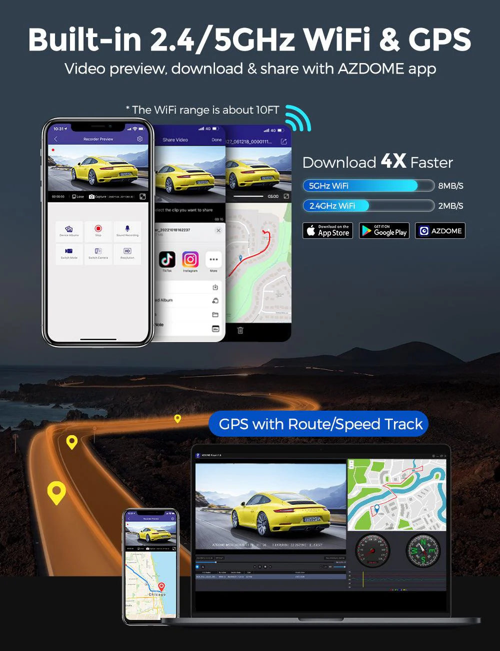 AZDOME M550 Pro 2CH Dash Cam 4K with 3.19'' Screen IR Night Vision 24H Parking Mode - Image 5
