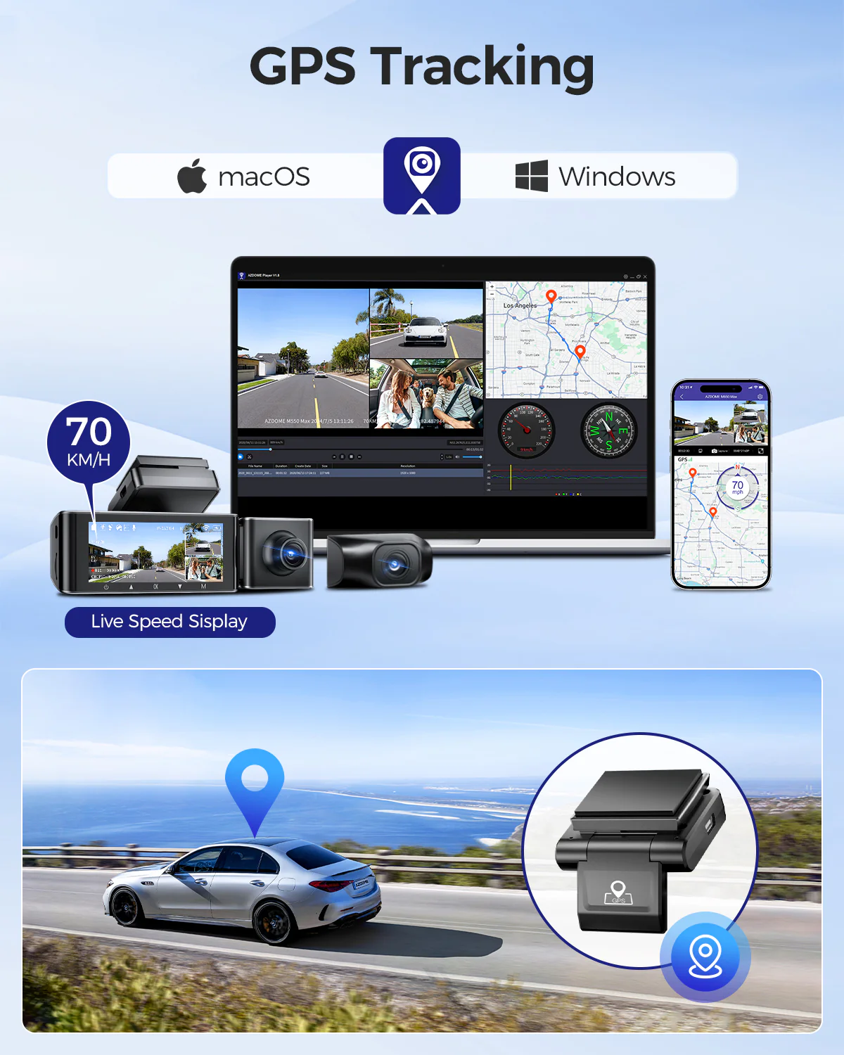 AZDOME M550 Max 3CH Dash Cam 4K with 3.19" Screen WDR Night Vision 24H Parking Mode - Image 8