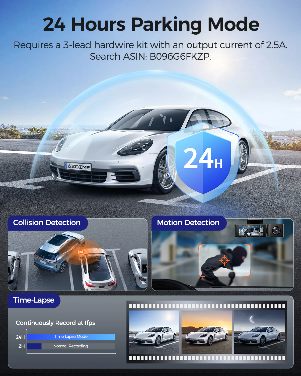 AZDOME M550 Max 3CH Dash Cam 4K with 3.19" Screen WDR Night Vision 24H Parking Mode - Image 9