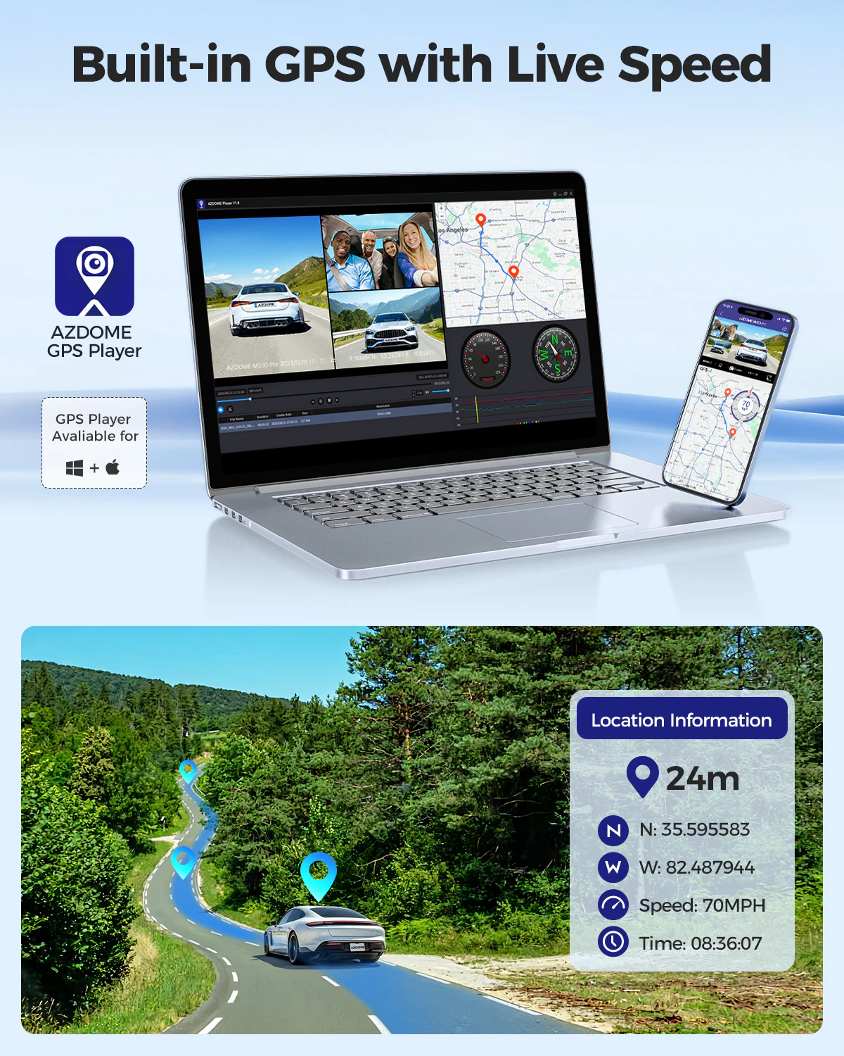 AZDOME M550 Pro 3CH Dash Cam 4K with 5G WiFi, 3.19" Screen IR Night Vision 24H Parking Mode - Image 7