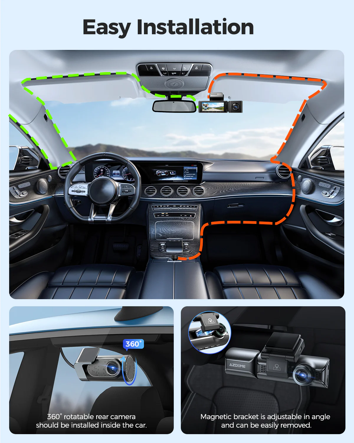 AZDOME M550 Pro 3CH Dash Cam 4K with 5G WiFi, 3.19" Screen IR Night Vision 24H Parking Mode - Image 9