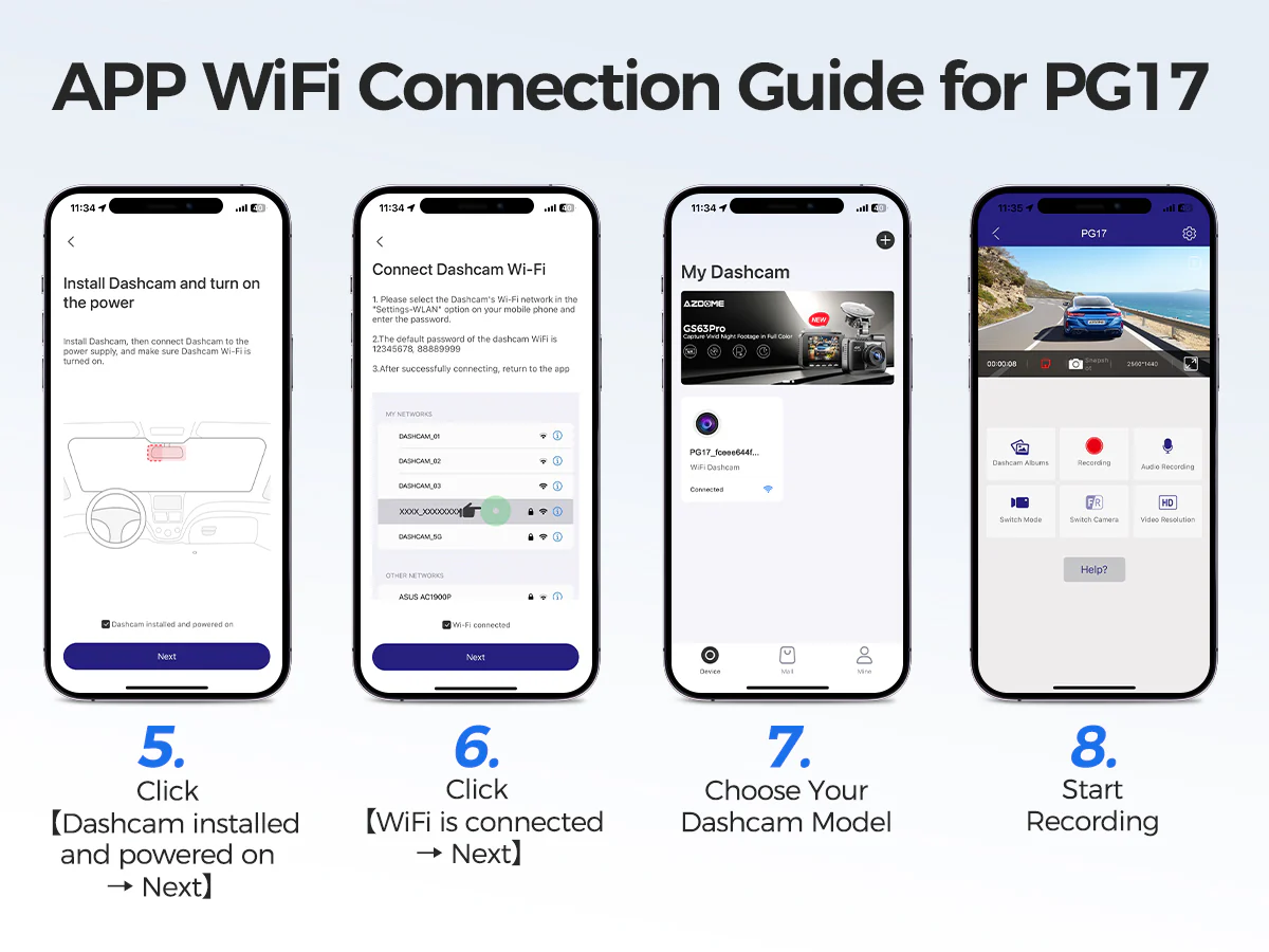 AZDOME PG17 2CH Mirror Dash Cam 4K with 12" Touch Screen 24H Parking Mode - Image 11