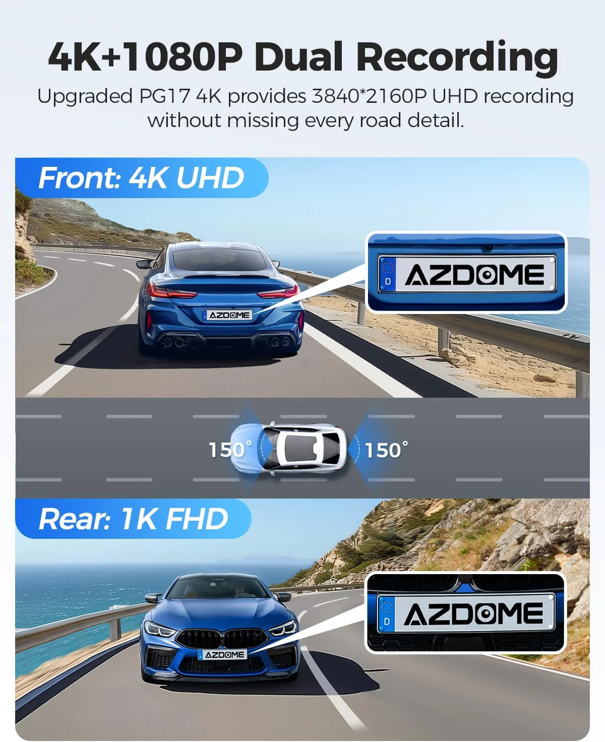 AZDOME PG17 2CH Mirror Dash Cam 4K with 12" Touch Screen 24H Parking Mode - Image 4