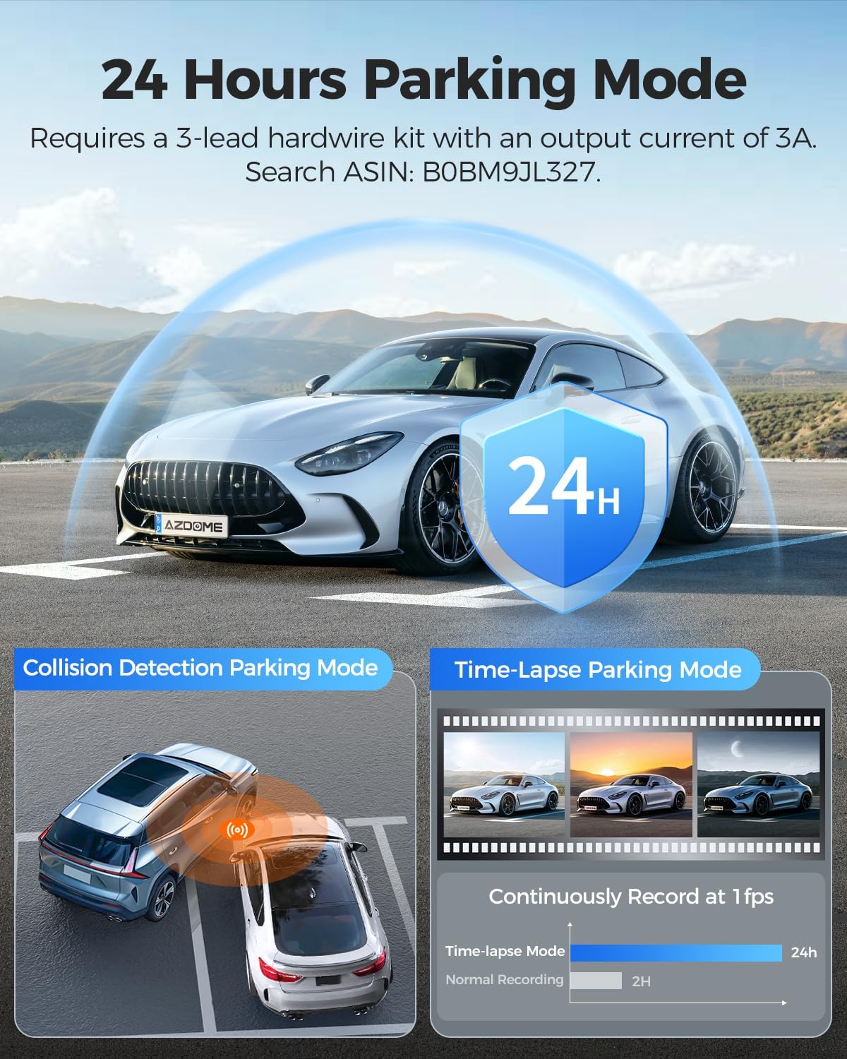 AZDOME PG17 2CH Mirror Dash Cam 4K with 12" Touch Screen 24H Parking Mode - Image 7