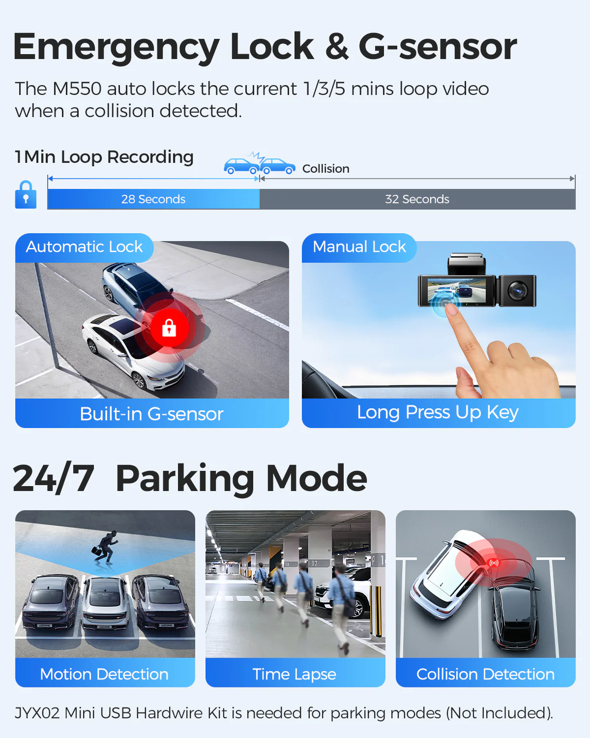 AZDOME M550 3CH Dash Cam 4K with 3.19" Screen IR Night Vision 24H Parking Mode - Image 9