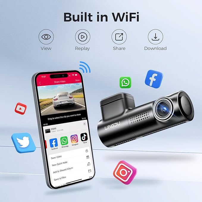 LINGDU D500 1CH Dash Cam 4K with 0.96" Screen Voice Control 24H Parking Mode - Image 3