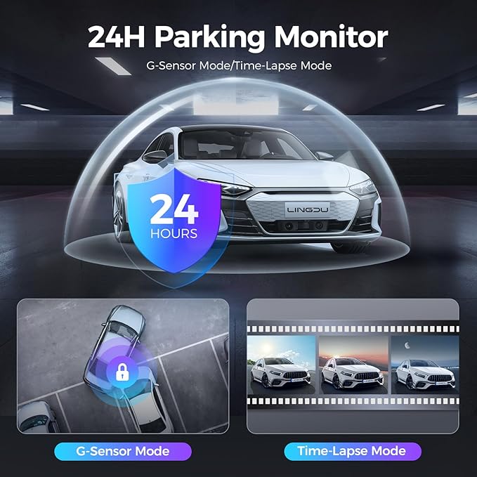 LINGDU D500 1CH Dash Cam 4K with 0.96" Screen Voice Control 24H Parking Mode - Image 5
