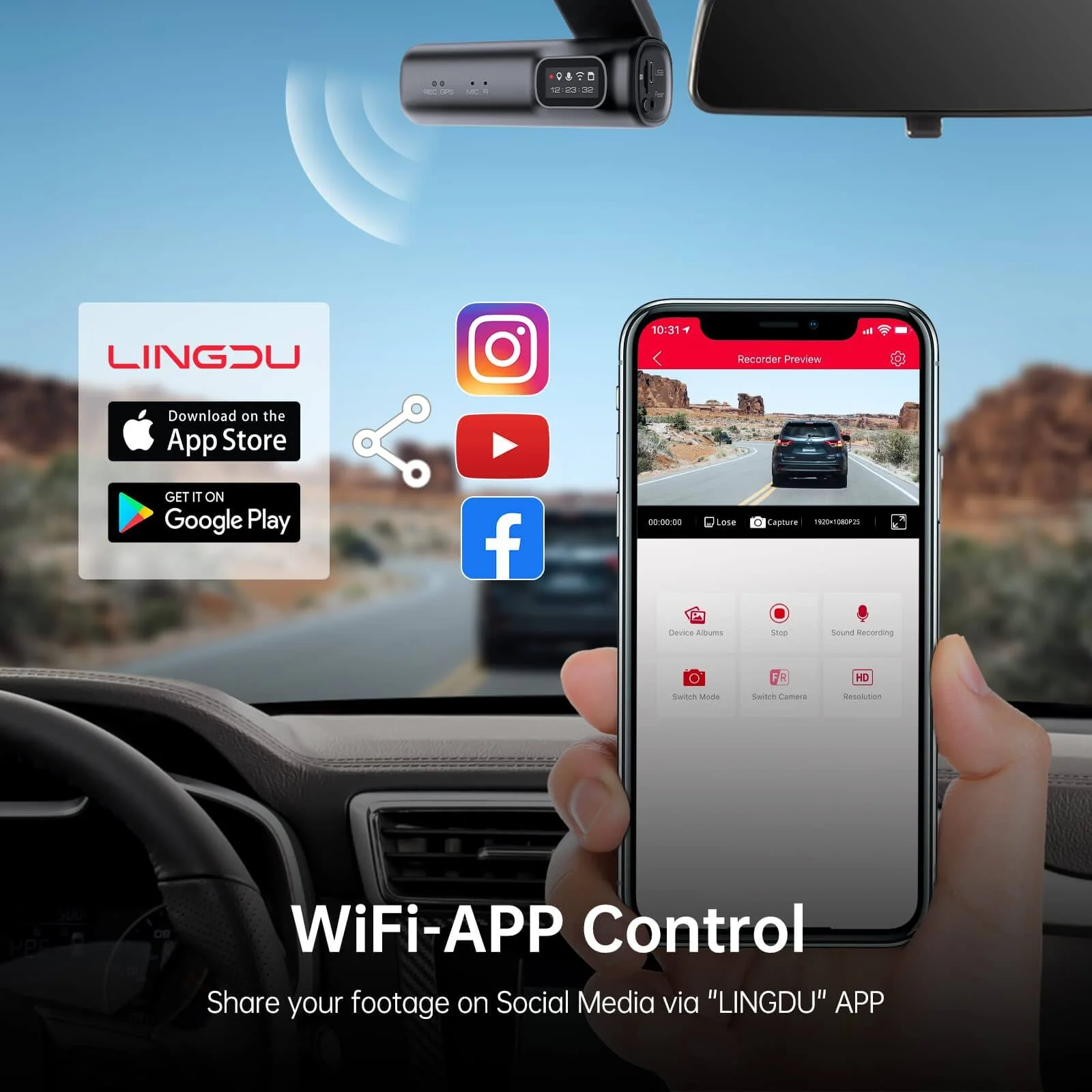 LINGDU D600 2CH Dash Cam 4K with 0.96" Screen Voice Control 24H Parking Mode - Image 4