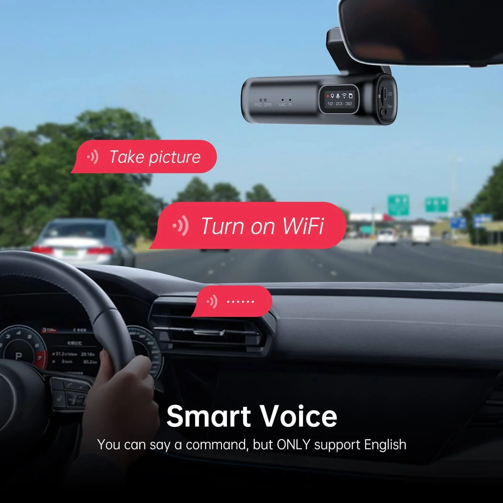 LINGDU D600 2CH Dash Cam 4K with 0.96" Screen Voice Control 24H Parking Mode - Image 6