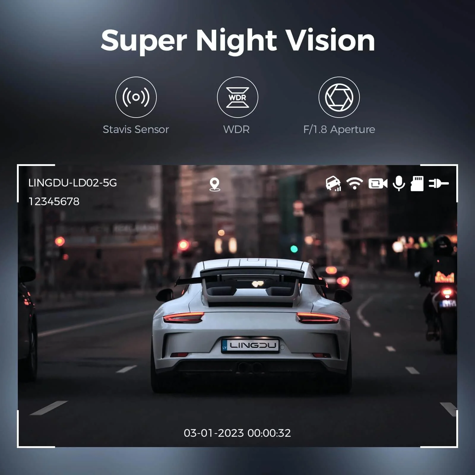 LINGDU LD02 2CH Dash Cam 4K with 3" Screen IR Night Vision 24H Parking Mode - Image 6