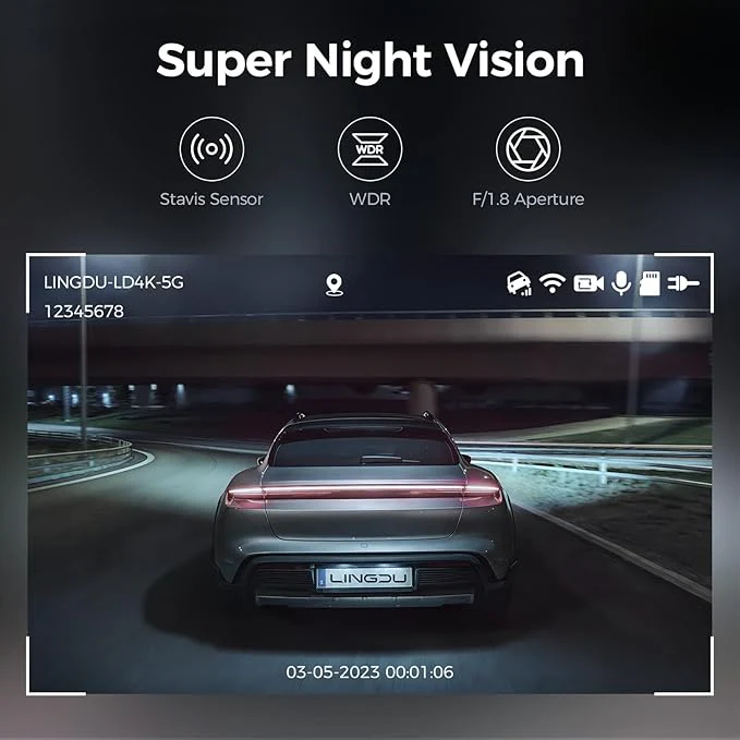 LINGDU LD4K 2CH Mirror Dash Cam 4K with 11.8" Touch Screen Voice Control 24H Parking Mode - Image 7