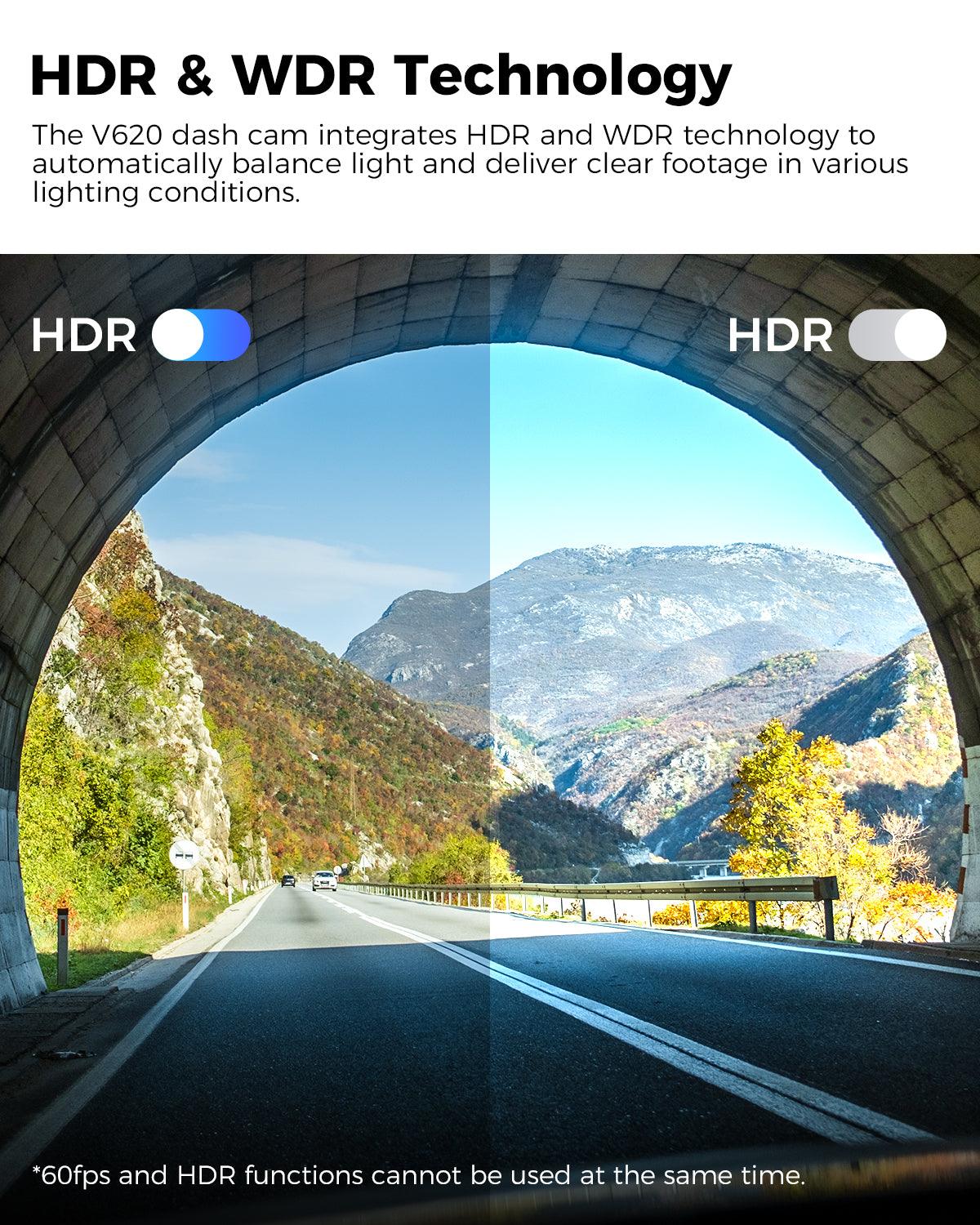 LINGDU V620 Front and Rear Dual Cameras for Cars, 2 Channel Dash Cam 4K Ultra HD Built-in WiFi 6& GPS, APP Control, Smart Voice Control ADAS WDR Night Vision - Image 7