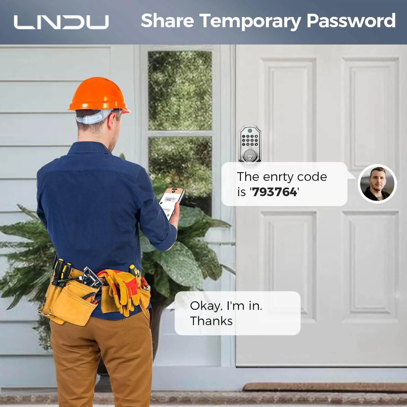 LNDU D280 Keyless Entry Door Lock with App Control Fingerprint Unlock - Image 4
