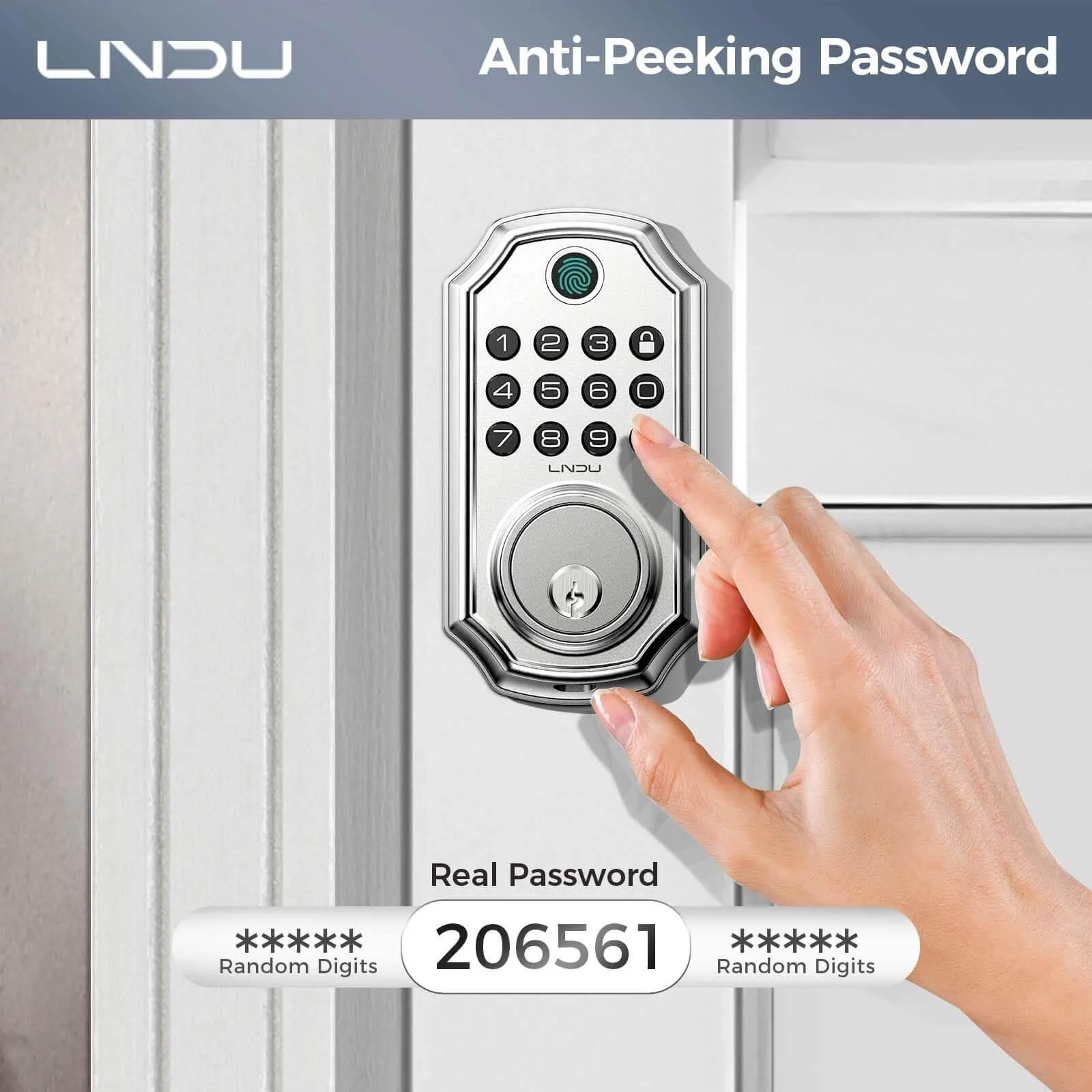 LNDU D280 Keyless Entry Door Lock with App Control Fingerprint Unlock - Image 8