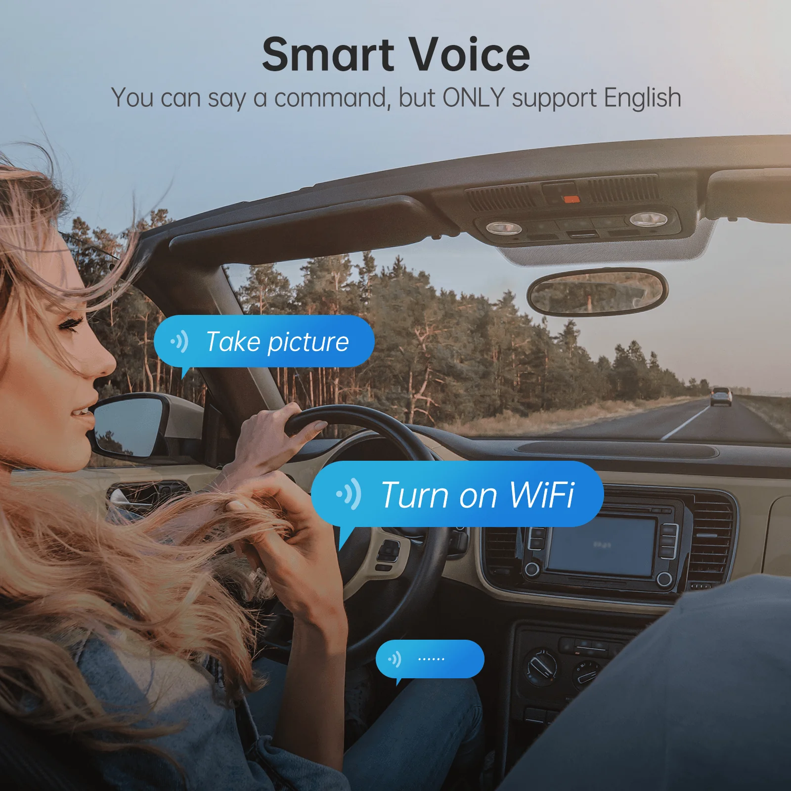 AZDOME M300 1CH Dash Cam 1296P with Voice Control 24H Parking Mode No Card - Image 6