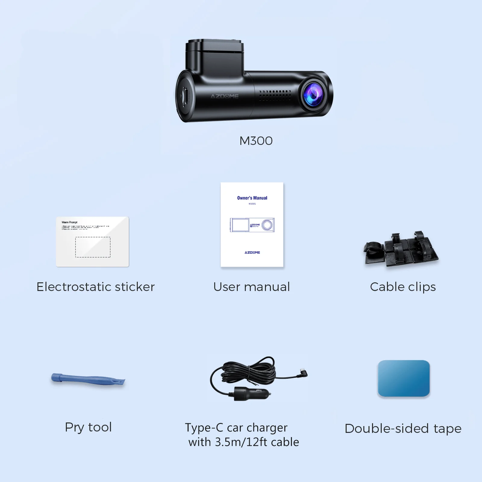 AZDOME M300 1CH Dash Cam 1296P with Voice Control 24H Parking Mode No Card - Image 9